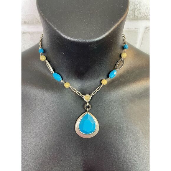 Lia Sophia Silver Tone Turquoise Y Drop Necklace - Picture 5 of 5